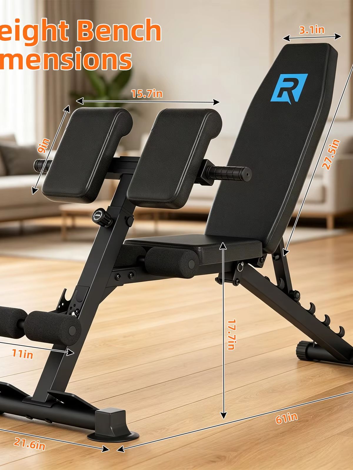 Home Gym Designs - Compact Heavy Duty Adjustable Weight Bench,