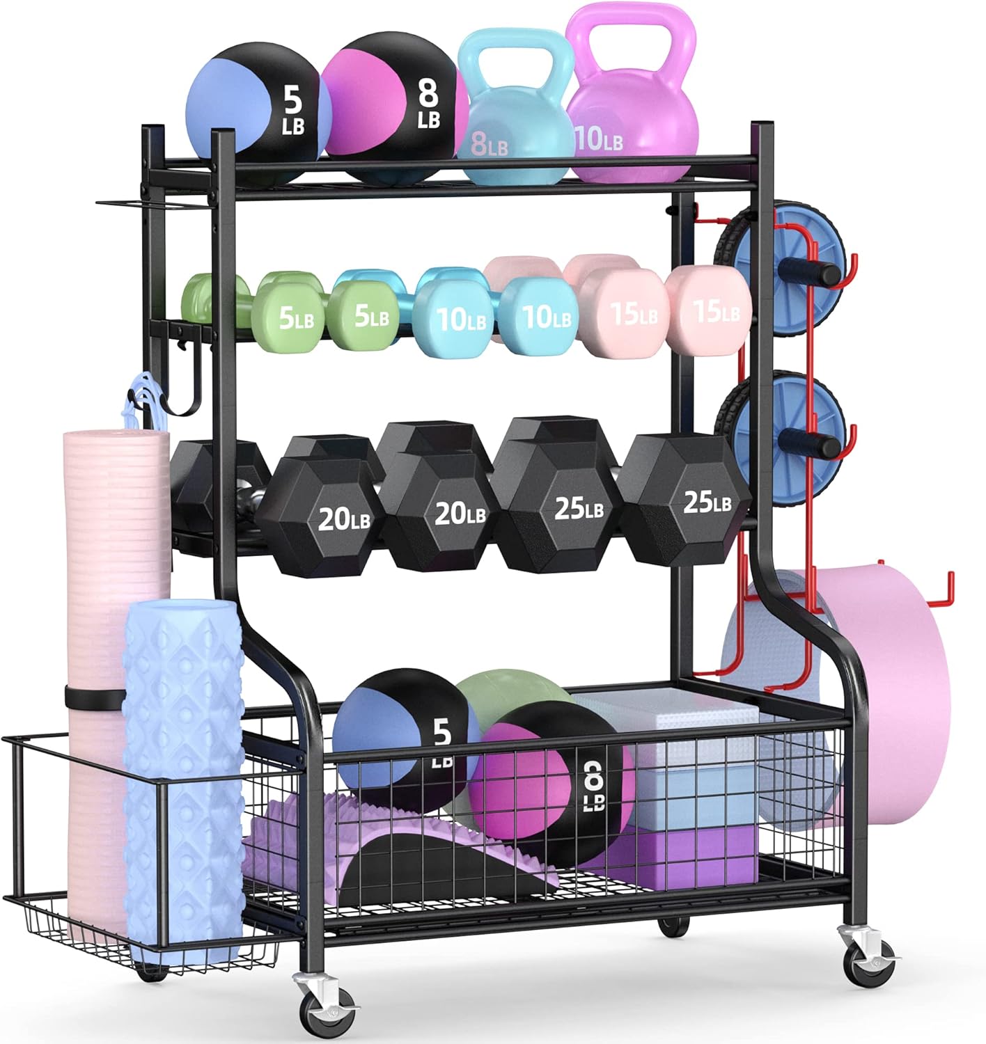 Home Gym Gym - Home Gym Dumbbell Rack with Wheels,