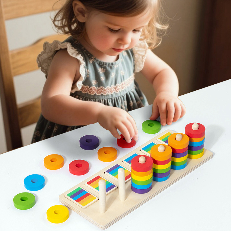 Gymnastic Rings Wooden - Montessori Memory Training Color Matching Game
