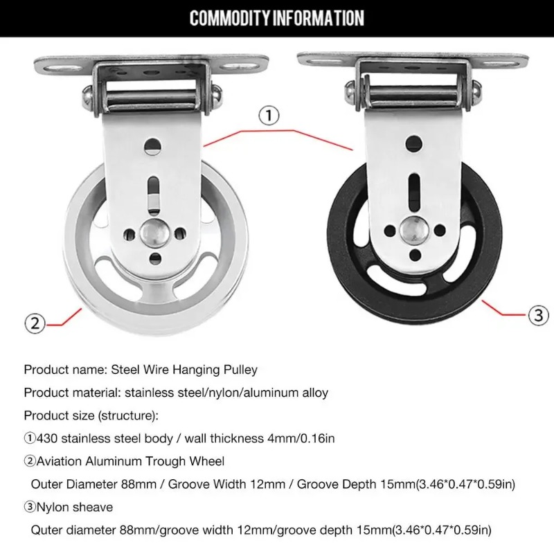 Home Gym Designs - Mute Rotatable Stainless Steel Pulley Wheel