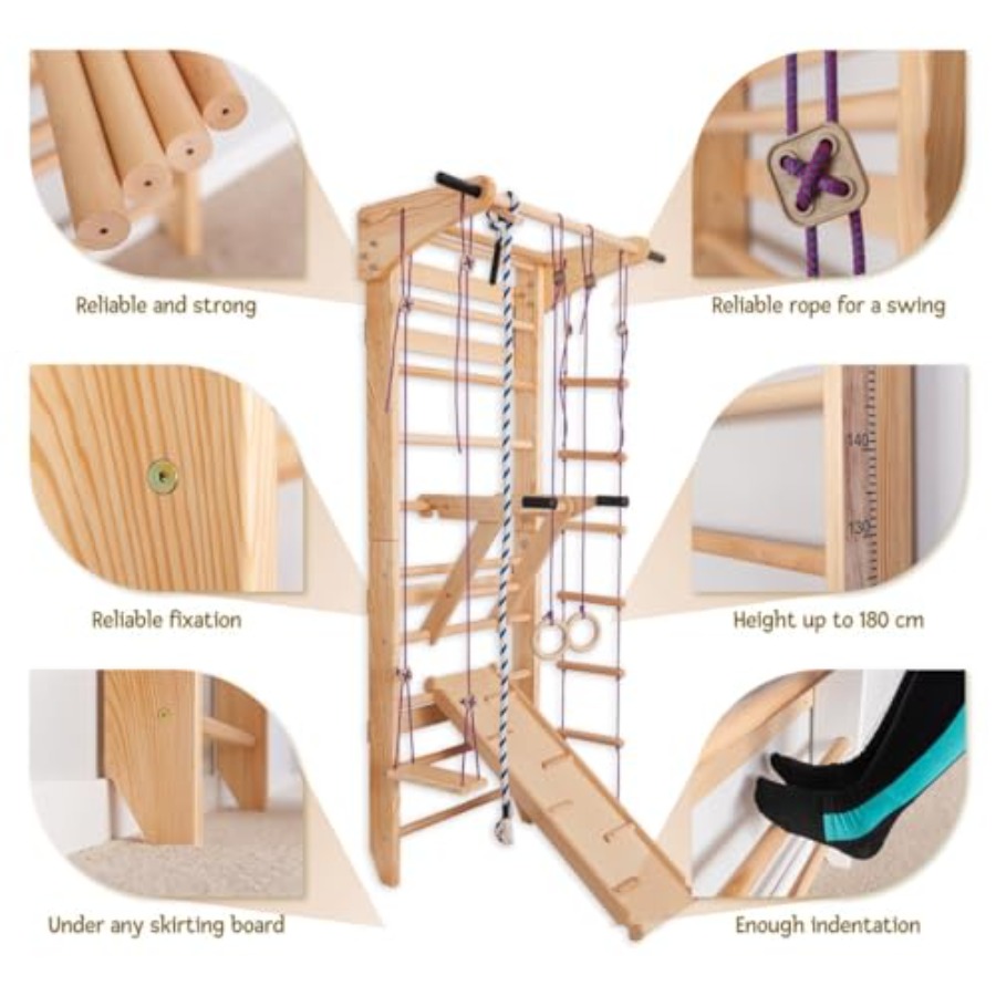Swedish Ladder Wall Bars for h - đánh giá và giá Gymnastic Rings Wooden